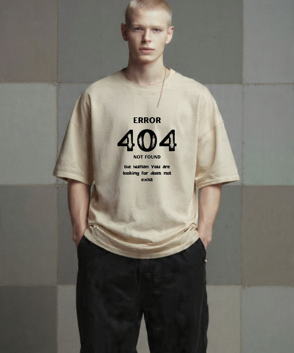 ONVING'S ORIGINALS “NOT FOUND” – 240GSM Premium Oversized Unisex T-Shirt (Beige)