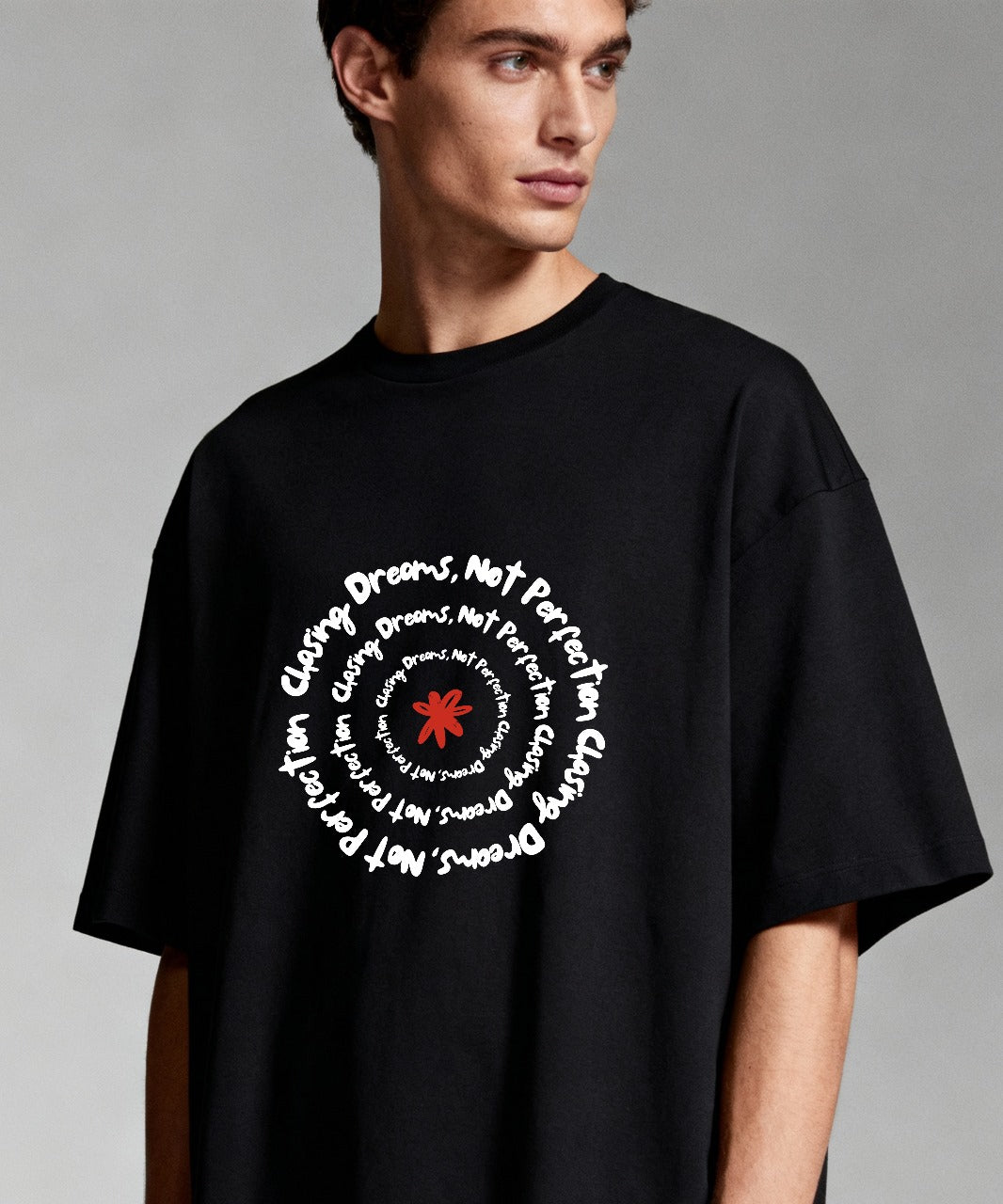 ONVING'S ORIGINALS “CHASING DREAMS” Oversized Tee (240GSM, Black)