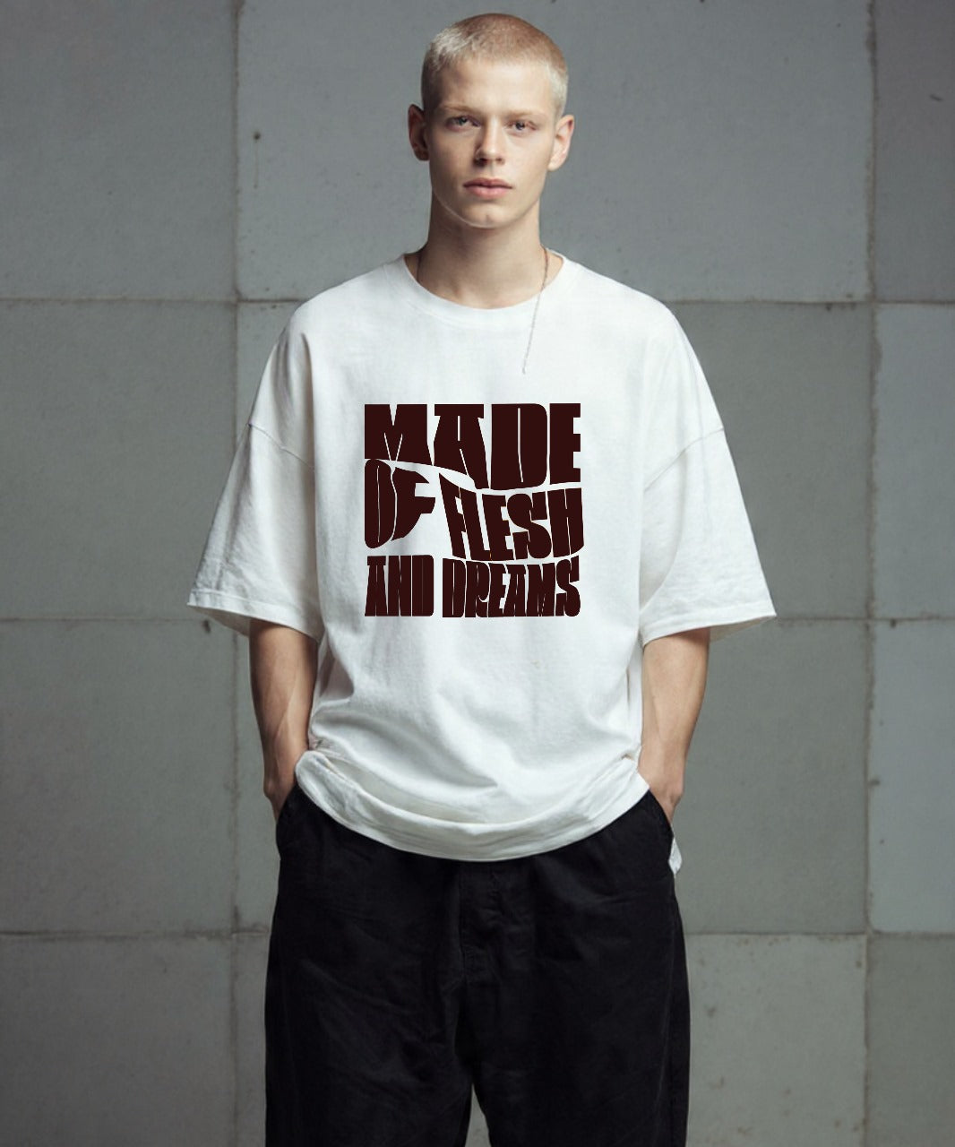 ONVING'S ORIGINALS “FLESH & DREAMS” – 240GSM Premium Oversized Unisex T-Shirt (White)