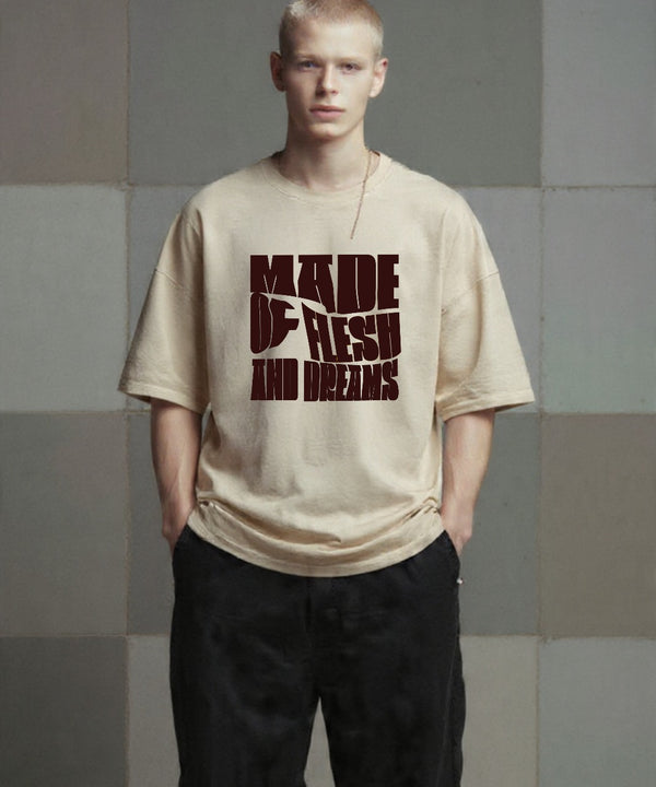 ONVING'S ORIGINALS “FLESH & DREAMS” – 240GSM Premium Oversized Unisex T-Shirt (Beige)