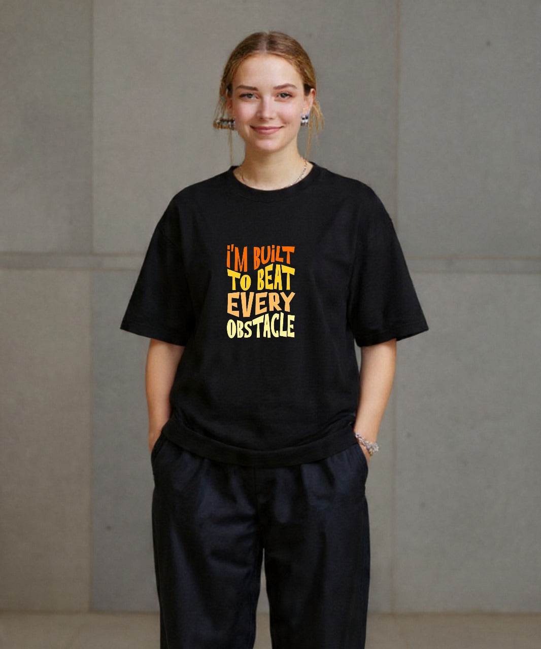 ONVING'S ORIGINALS “BEAT OBSTACLE” 240GSM BLACK  OVERSIZE UNISEX T-SHIRT