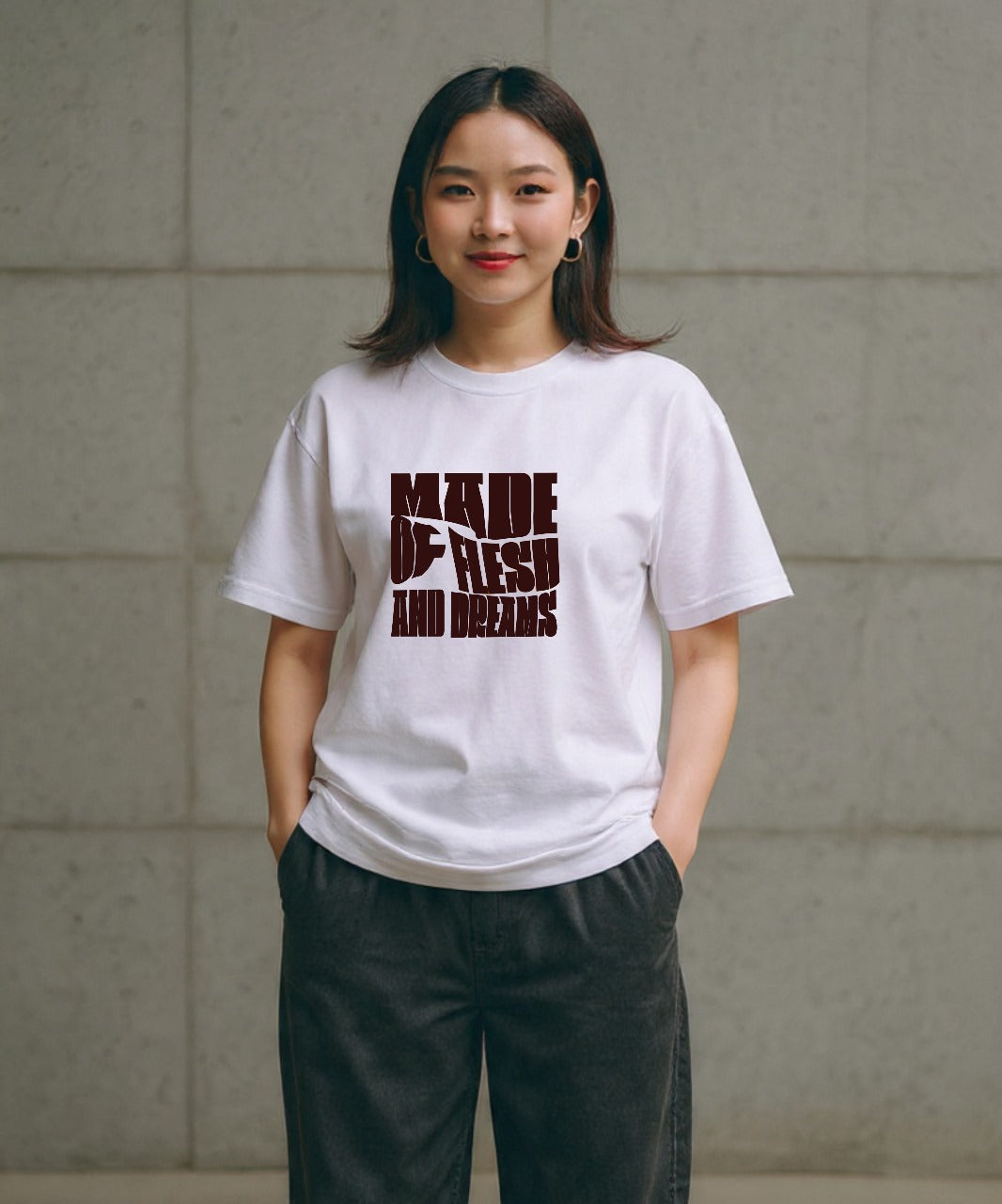 ONVING'S ORIGINALS “FLESH & DREAMS” – 240GSM Premium Oversized Unisex T-Shirt (White)