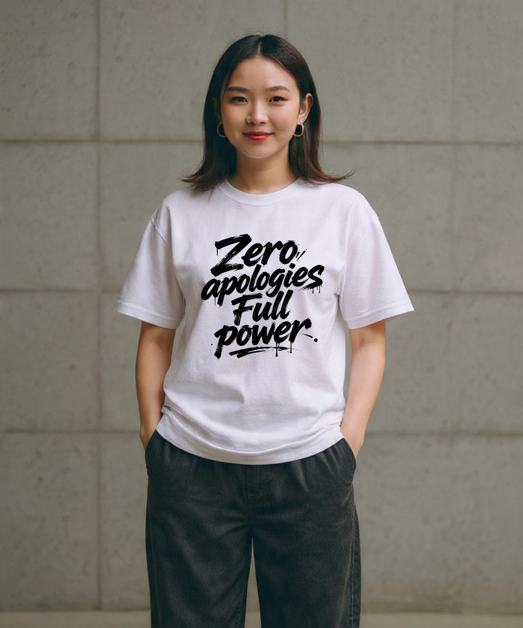 ONVING'S ORIGINALS “ZERO APOLOGIES” 240GSM WHITE OVERSIZE UNISEX T-SHIRT