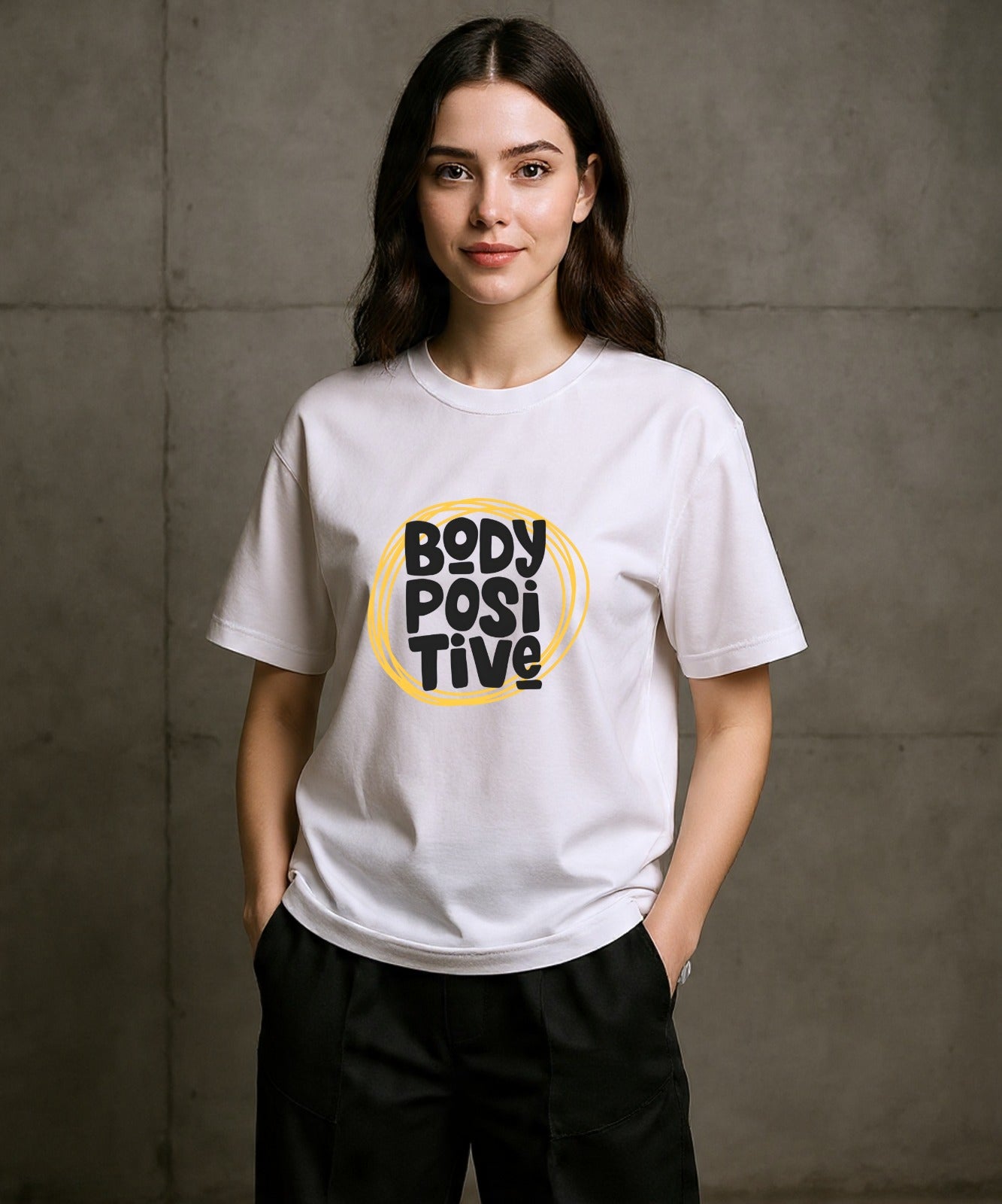 ONVINGS ORIGINALS “POSITIVE” 180GSM WHITE PREMIUM REGULAR FIT WOMEN T-SHIRT